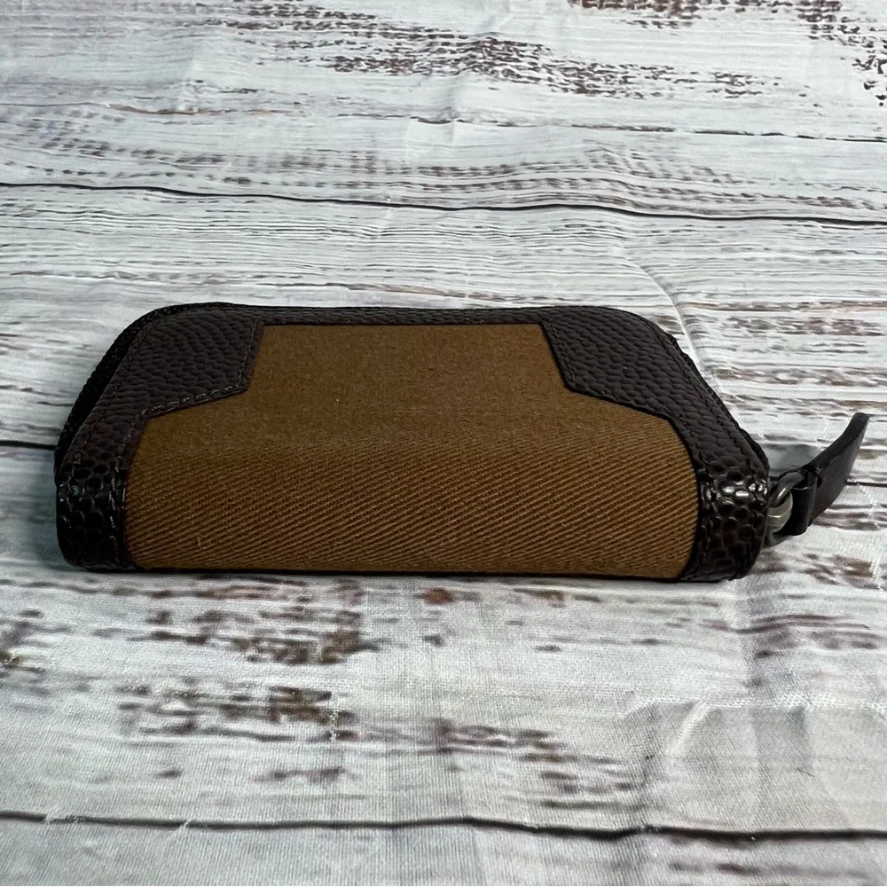 Dunhill Key Case 6 Canvas and Leather‎ Long Tail Logo Pebbled Leather Canvas
